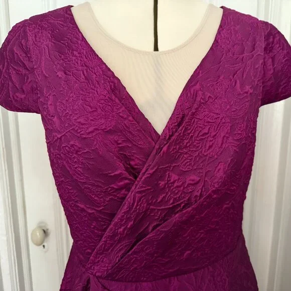 Theia Sevyn NWT High Low Cocktail Dress-Deep Orchid-Size 12 - Picture 6 of 7